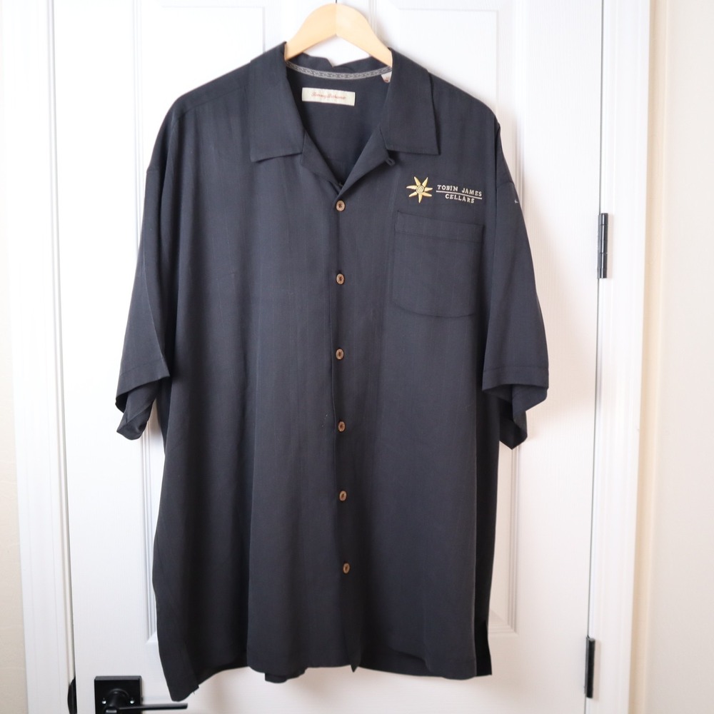 Tommy Bahama Fire Dept Tobin James Cellars Embroidered Silk Camp Shirt Mens XXL - Picture 2 of 11